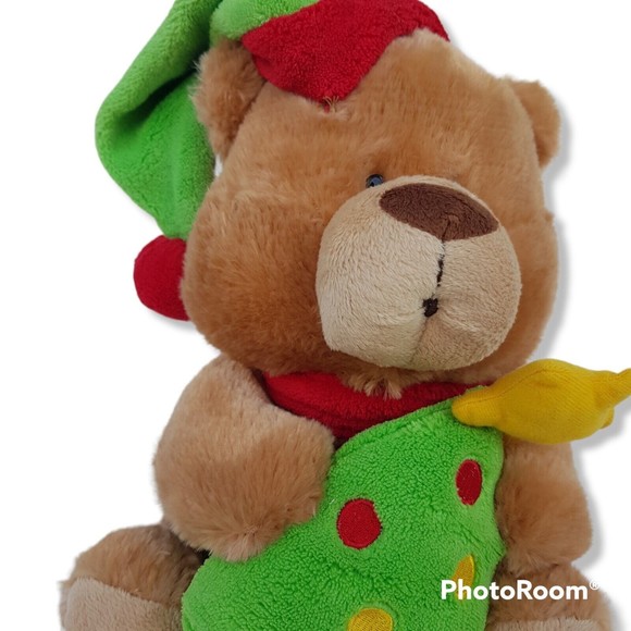 Sound N Light Animatronics Musical Bear With Christmas Tree Stuffed Animal Sings - Picture 1 of 17